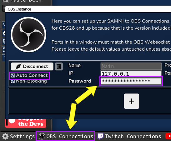SAMMI OBS Connection